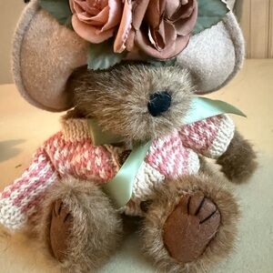 Boyds Bears Brown Teddy with Pink Knit Sweater